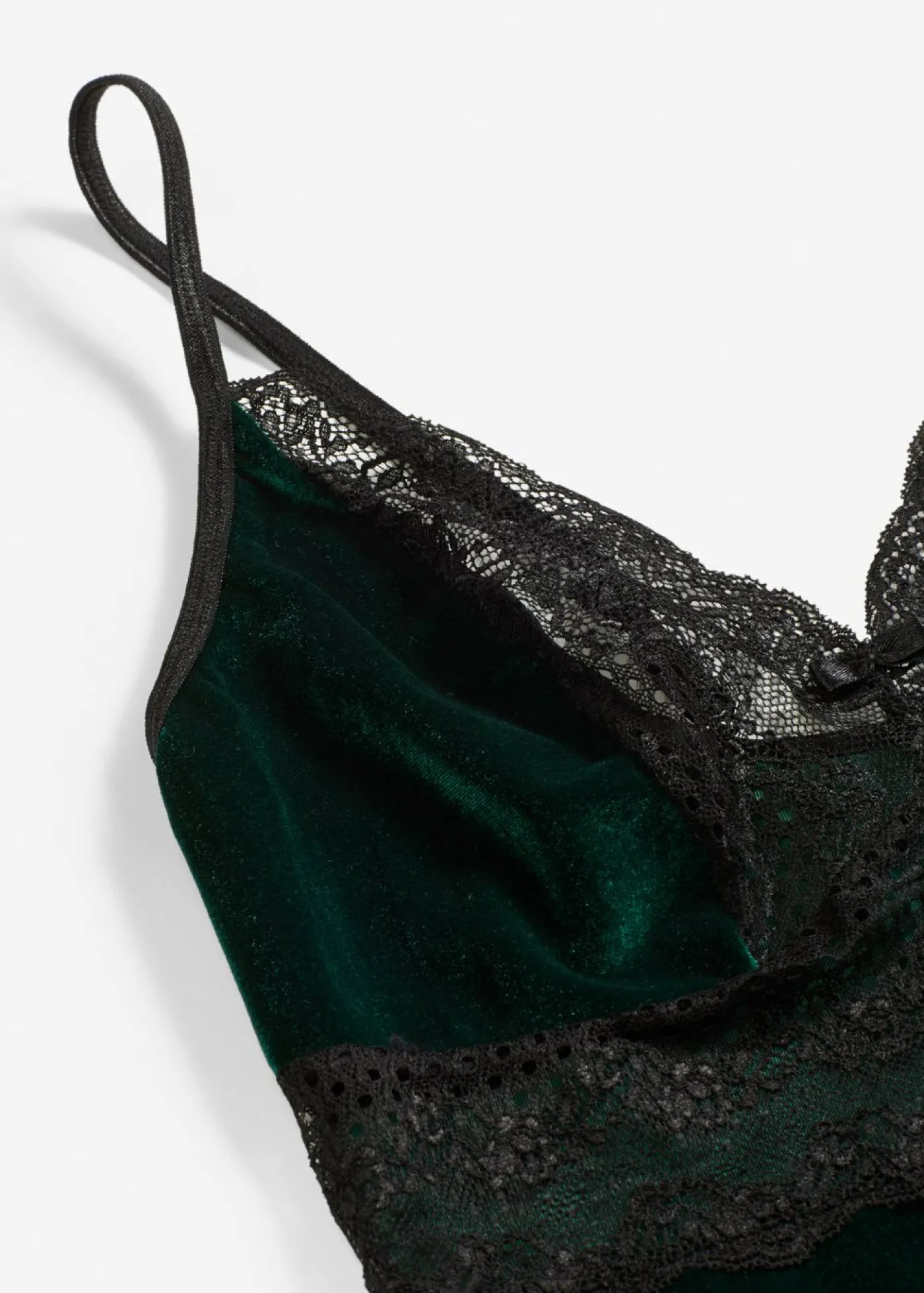 bonprix VENUS Body de terciopelo con abertura Esmeralda-negro Best