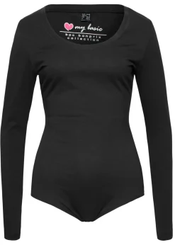 bonprix bonprix Body elástico de manga larga Negro Sale