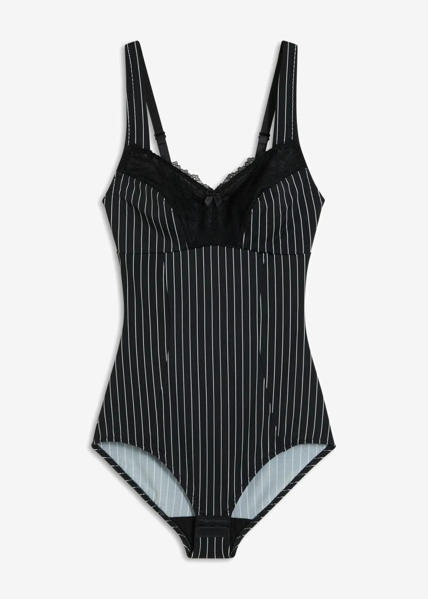 bonprix bonprix Body moldeador sin aros con efecto moldeador medio negro-blanco lana con rayas Discount