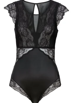 bonprix bonprix Body sin aros con encaje delicado Negro Hot