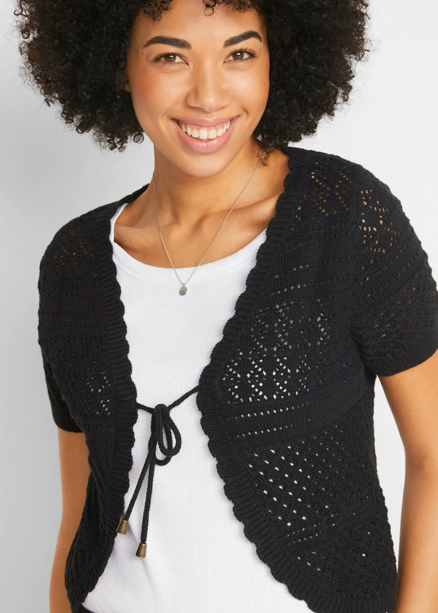 bonprix bonprix Bolero corto de ganchillo Negro