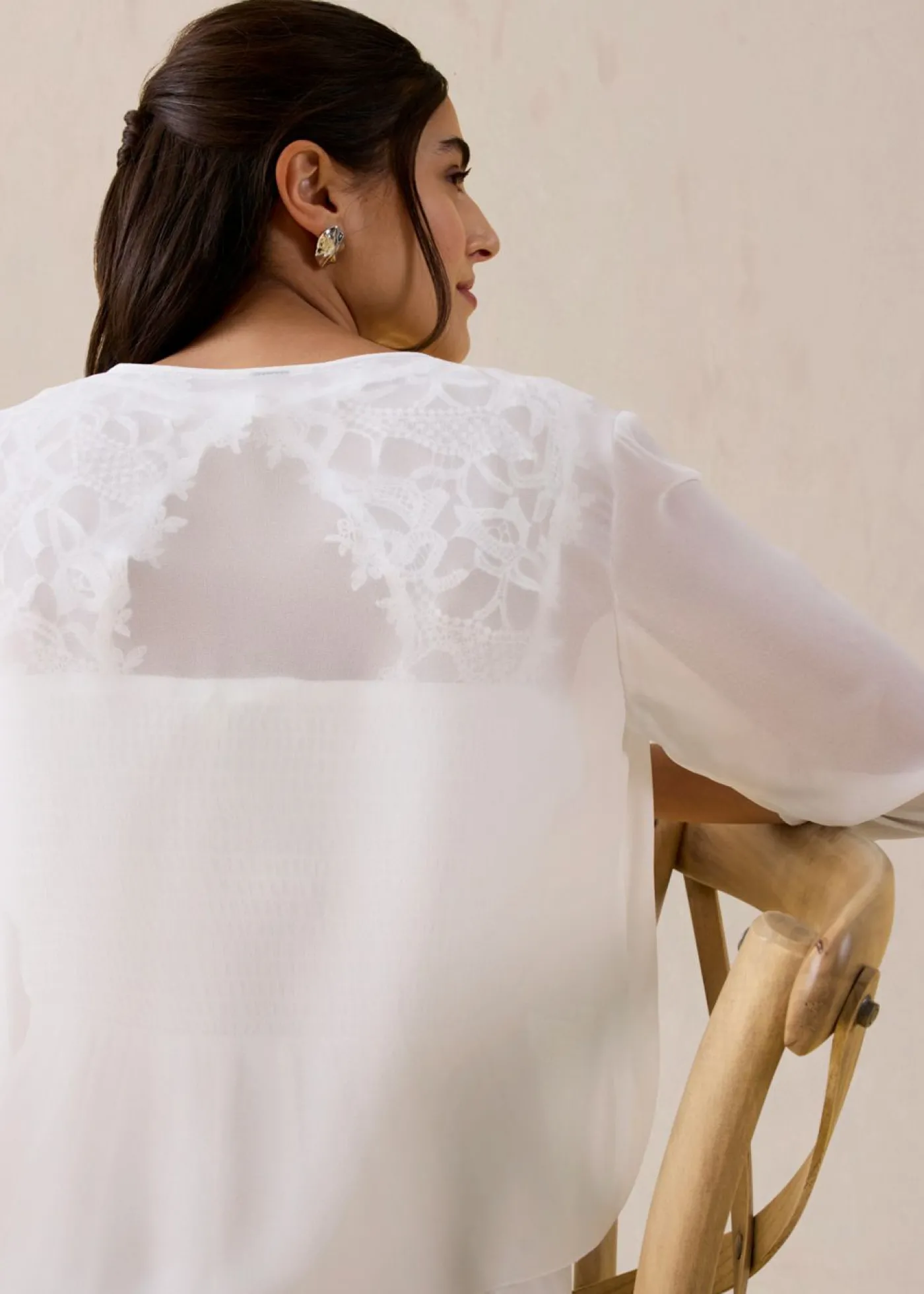 bonprix bonprix Bolero de gasa fina Blanco lana Online