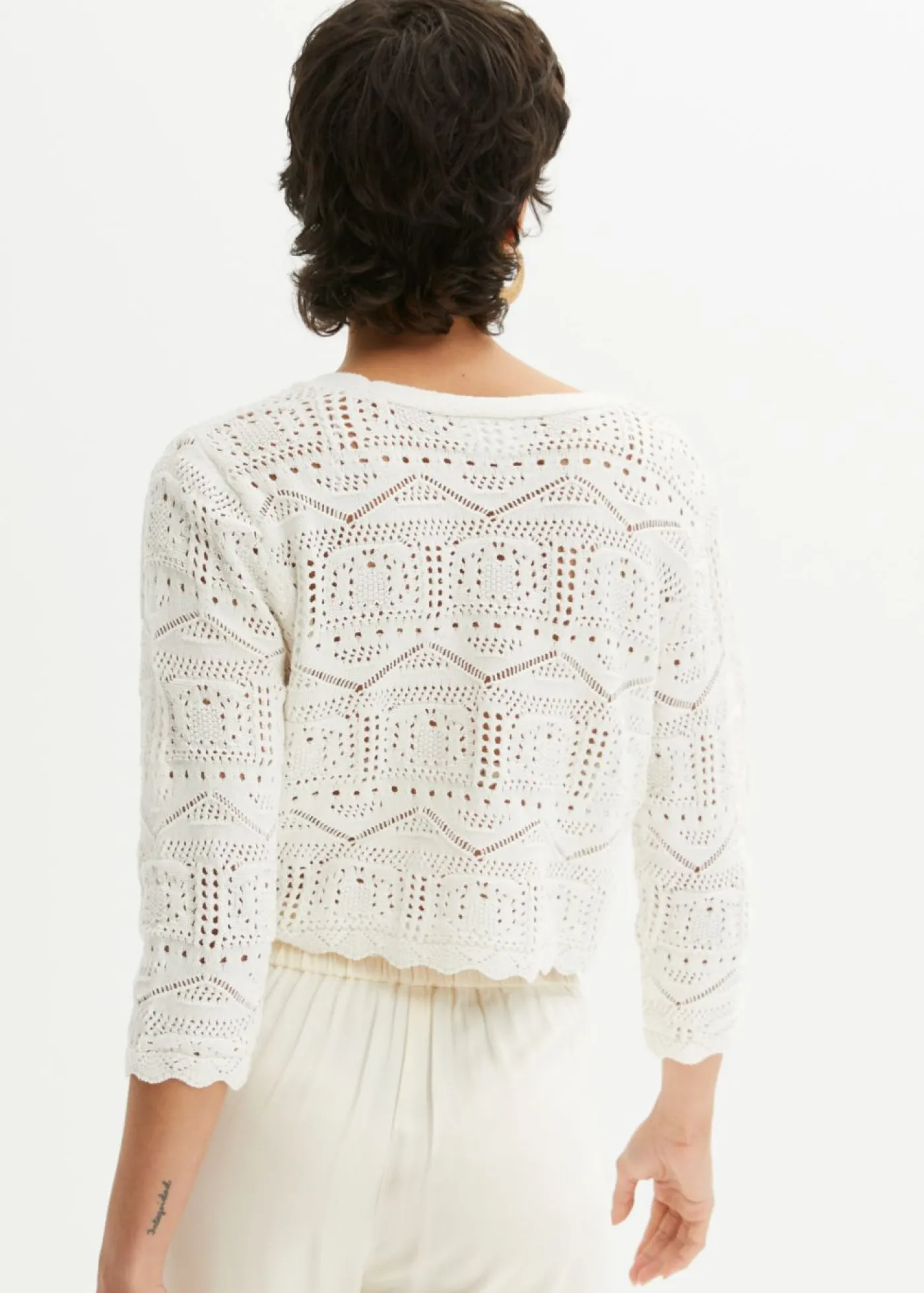 bonprix bonprix Bolero de punto ajour Blanco