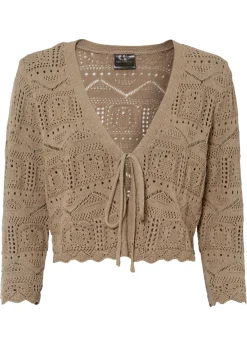 bonprix bonprix Bolero de punto ajour Marrón grisáceo Discount