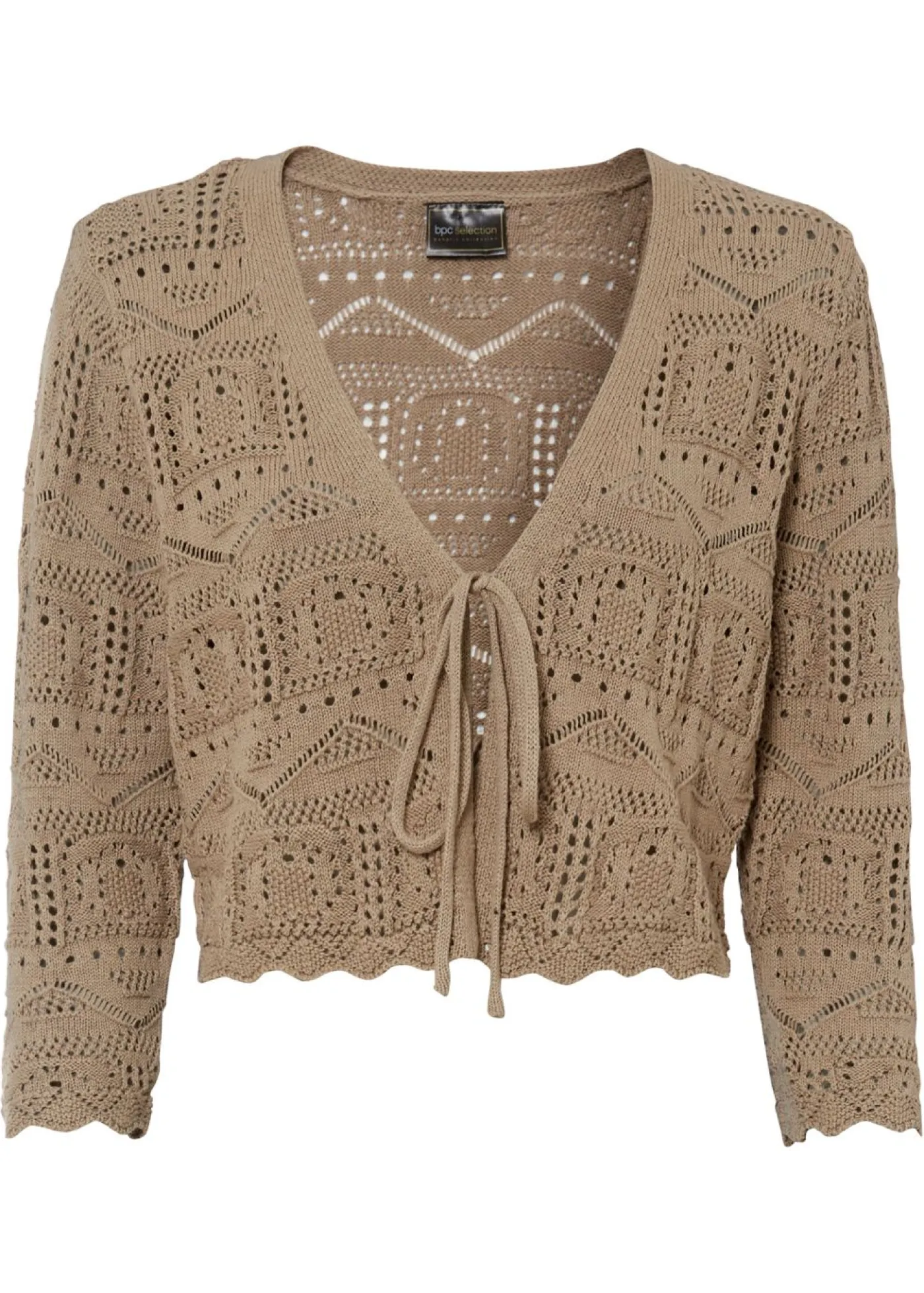bonprix bonprix Bolero de punto ajour Marrón grisáceo Discount