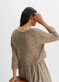 bonprix bonprix Bolero de punto ajour Marrón grisáceo Discount