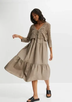 bonprix bonprix Bolero de punto ajour Marrón grisáceo Discount