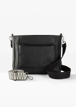 bonprix bonprix Bolso bandolera con correa intercambiable Negro/blanco sarga Discount