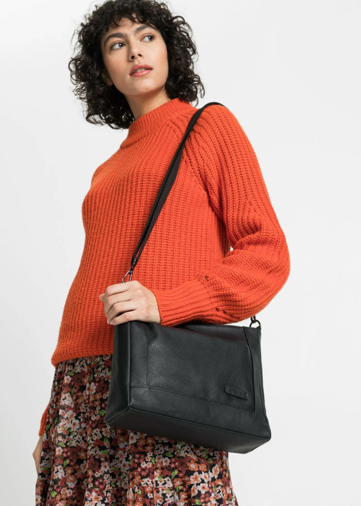 bonprix bonprix Bolso bandolera con correa intercambiable Negro/blanco sarga Discount