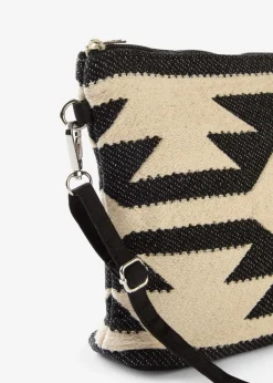 bonprix bonprix Bolso bandolera de lona Beige natural/negro con estampado gráfico Best