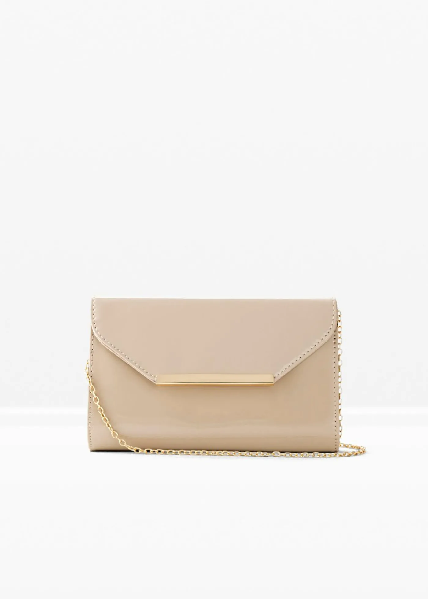 bonprix bonprix Bolso clutch con look lacado Beige tiza Outlet