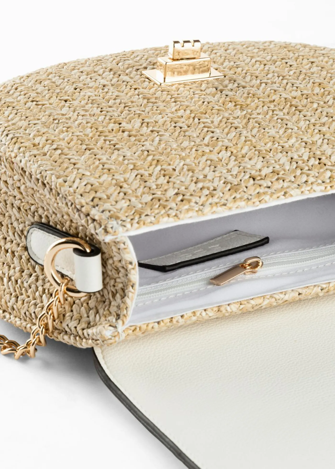 bonprix bonprix Bolso de estilo bandolera de paja Blanco-crudo Discount