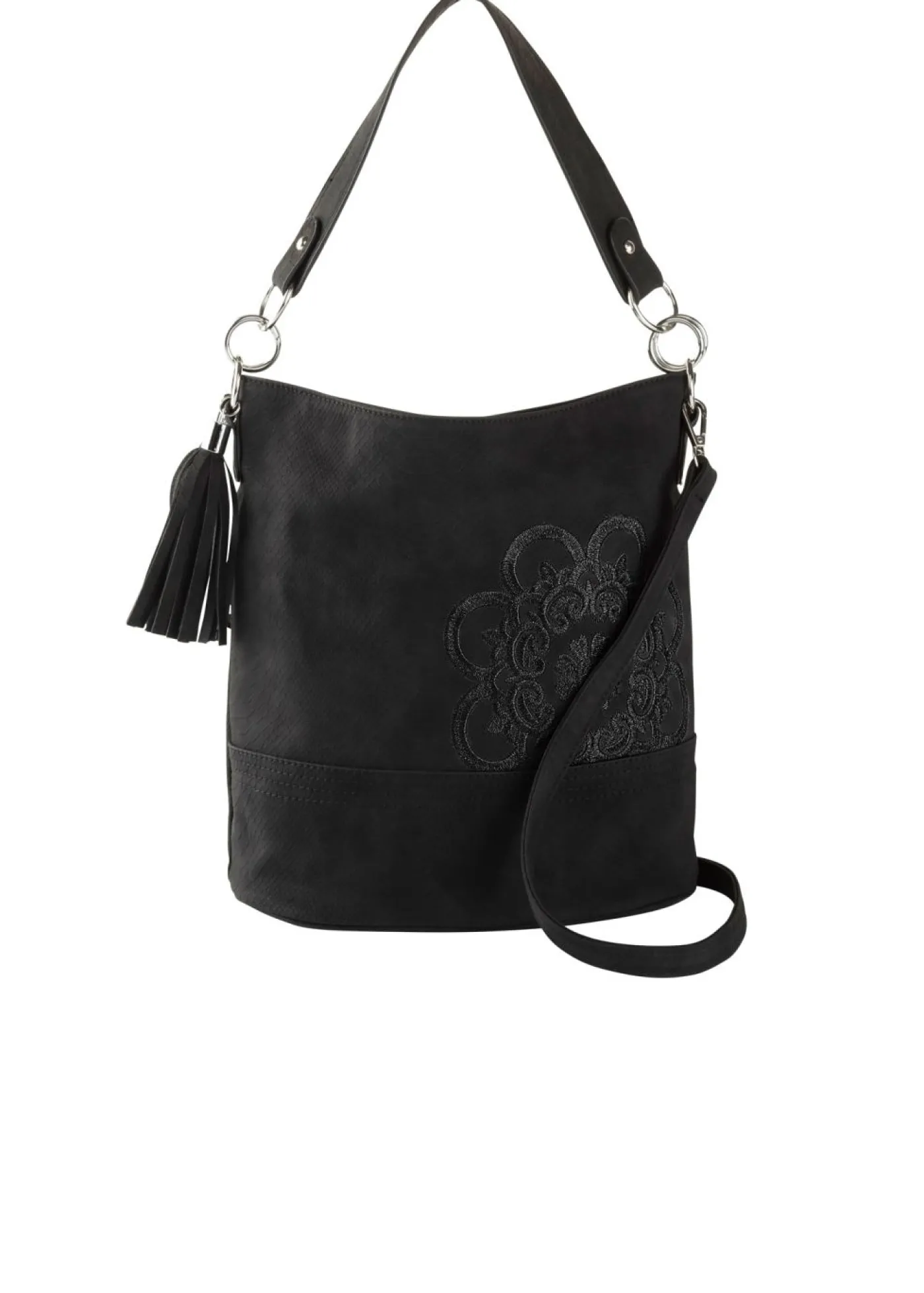 bonprix bonprix Bolso de mano con bordado Negro Online