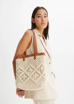 bonprix bonprix Bolso shopper de macramé Crudo Best