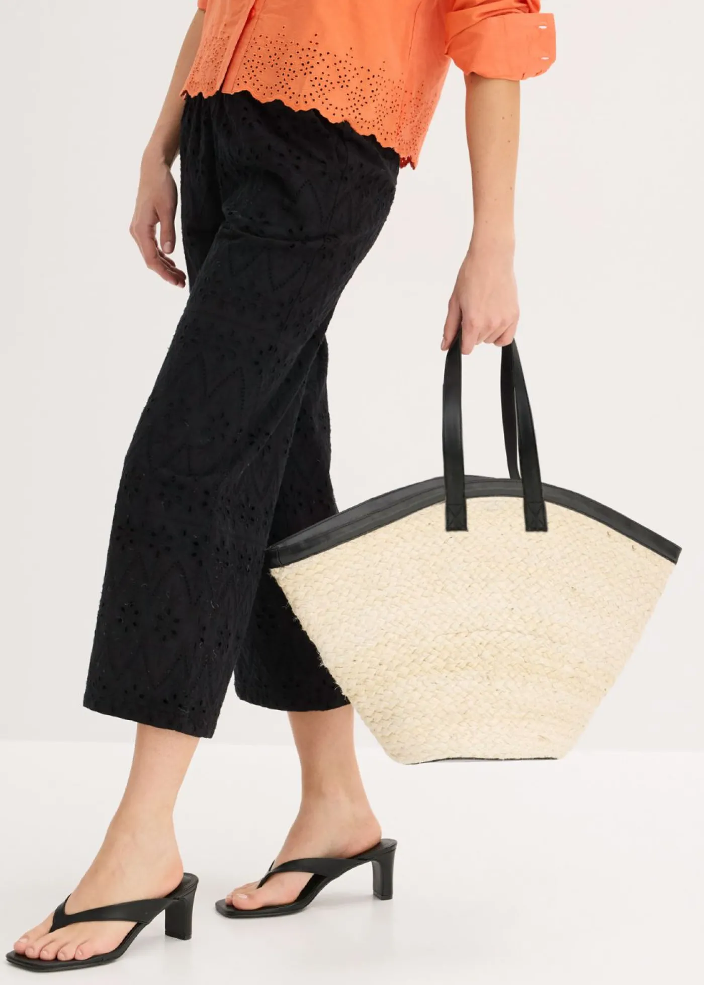 bonprix bonprix Bolso shopper de paja Crudo + negro Best