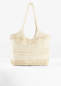 bonprix bonprix Bolso shopper de tela Crema Discount