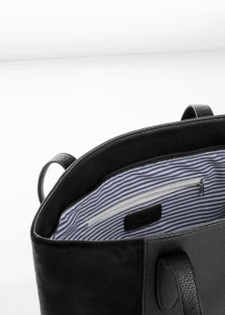 bonprix bonprix Bolso shopper grande con mezcla de materiales Negro Online
