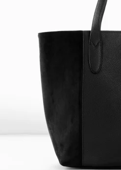 bonprix bonprix Bolso shopper grande con mezcla de materiales Negro Online