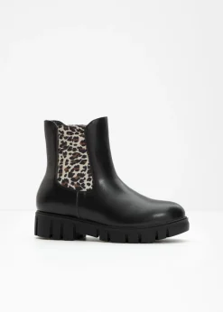 bonprix bonprix Botas Chelsea Negro de leopardo Best