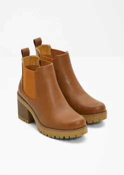 bonprix bonprix Botas Chelsea con tacón ancho bronceado Outlet