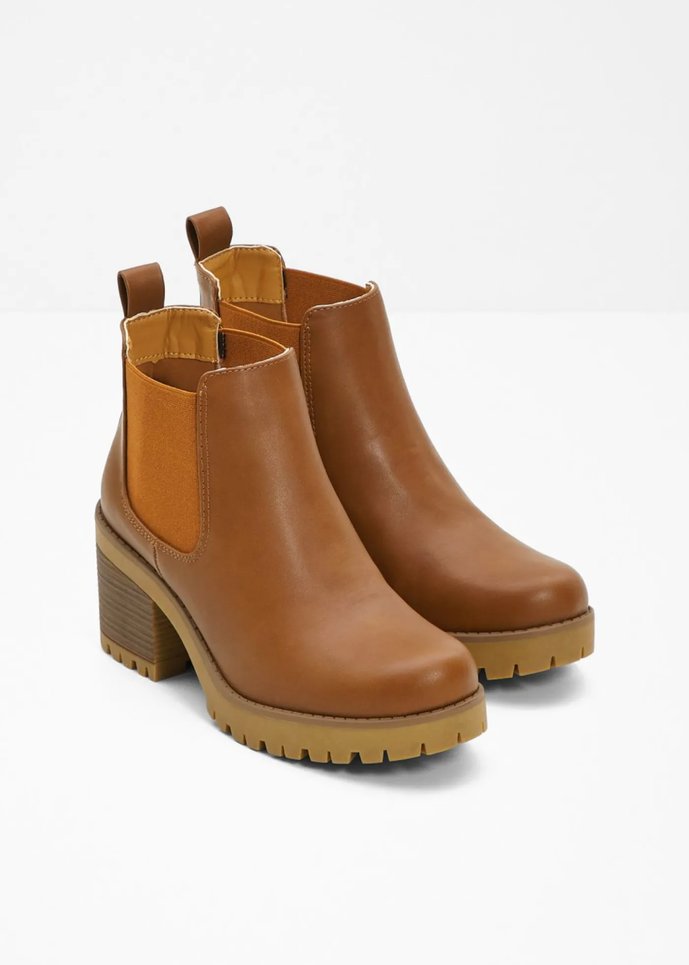 bonprix bonprix Botas Chelsea con tacón ancho bronceado Outlet