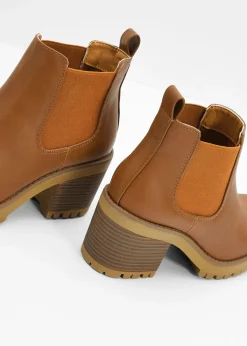bonprix bonprix Botas Chelsea con tacón ancho bronceado Outlet