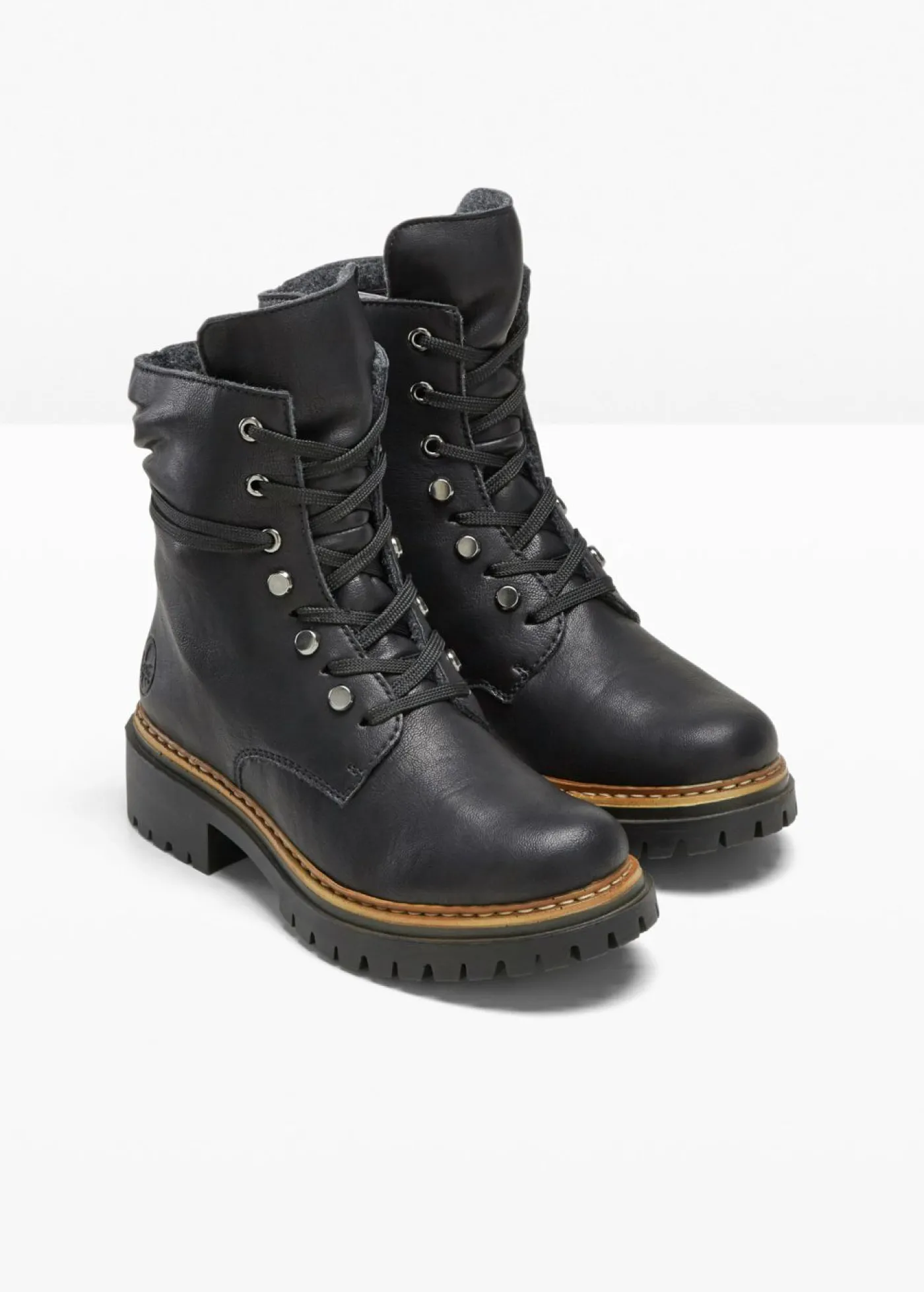 bonprix Rieker Botas cómodas, con cordones y forradas, de Rieker Negro Outlet