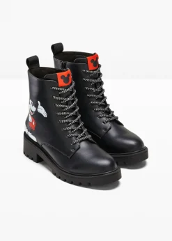bonprix Disney Botas con cordones de Mickey Mouse Negro Online