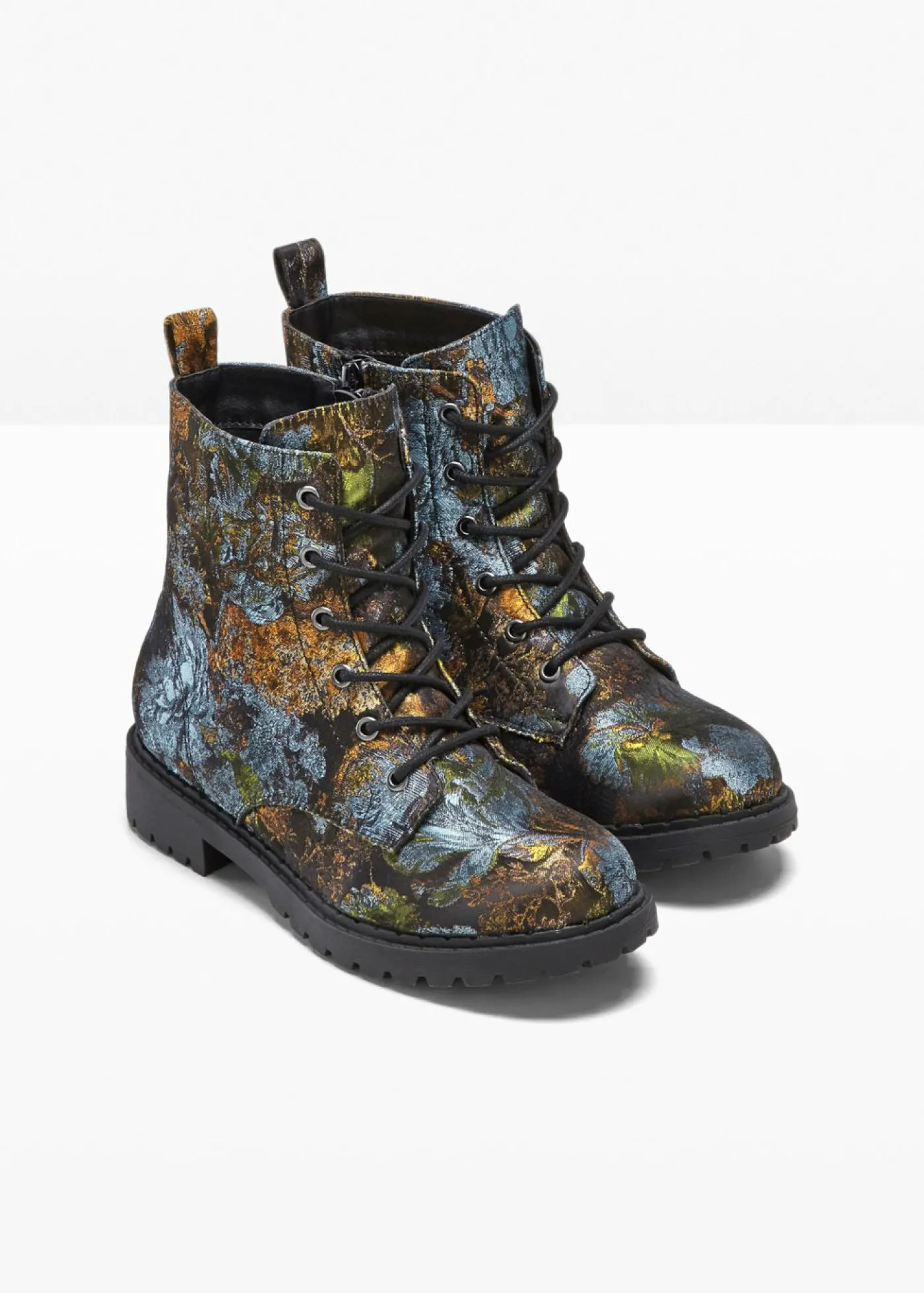 bonprix bonprix Botas con cordones y estampado de flores Verde de flores New