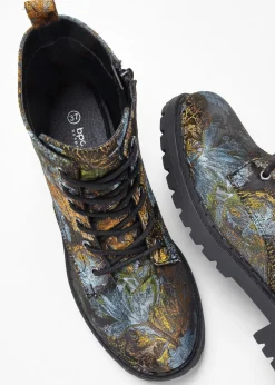 bonprix bonprix Botas con cordones y estampado de flores Verde de flores New