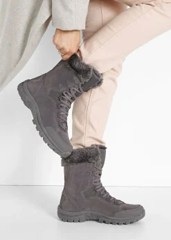 bonprix bonprix Botas con cordones y forro con membrana Tex Gris oscuro Clearance