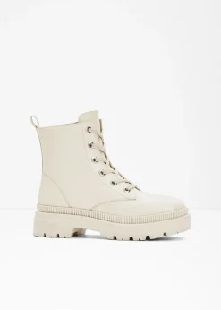 bonprix bonprix Botas con cordones y suela perfilada Beige Sale