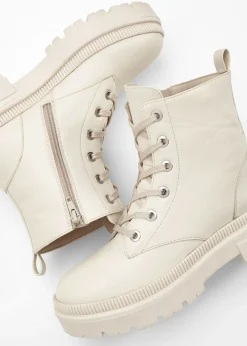 bonprix bonprix Botas con cordones y suela perfilada Beige Sale