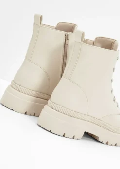 bonprix bonprix Botas con cordones y suela perfilada Beige Sale