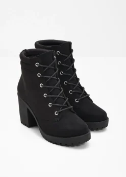 bonprix bonprix Botas con cordones y tacón ancho Negro Sale