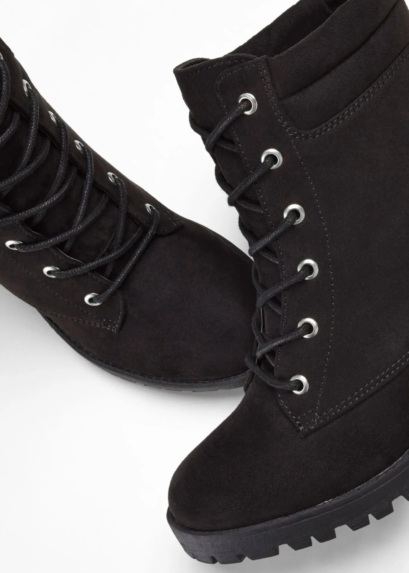 bonprix bonprix Botas con cordones y tacón ancho Negro Sale