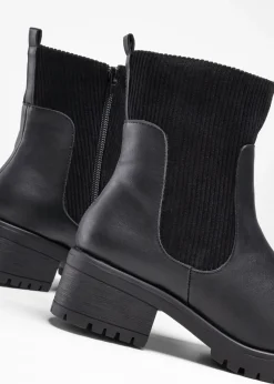 bonprix bonprix Botas con inserto de pana Negro Sale