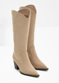 bonprix bonprix Botas estilo cowboy con bordados Beige Hot