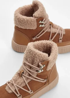 bonprix bonprix Botas forradas con cordones Avellana Hot