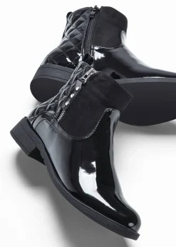 bonprix bonprix Botines con aspecto de charol Negro