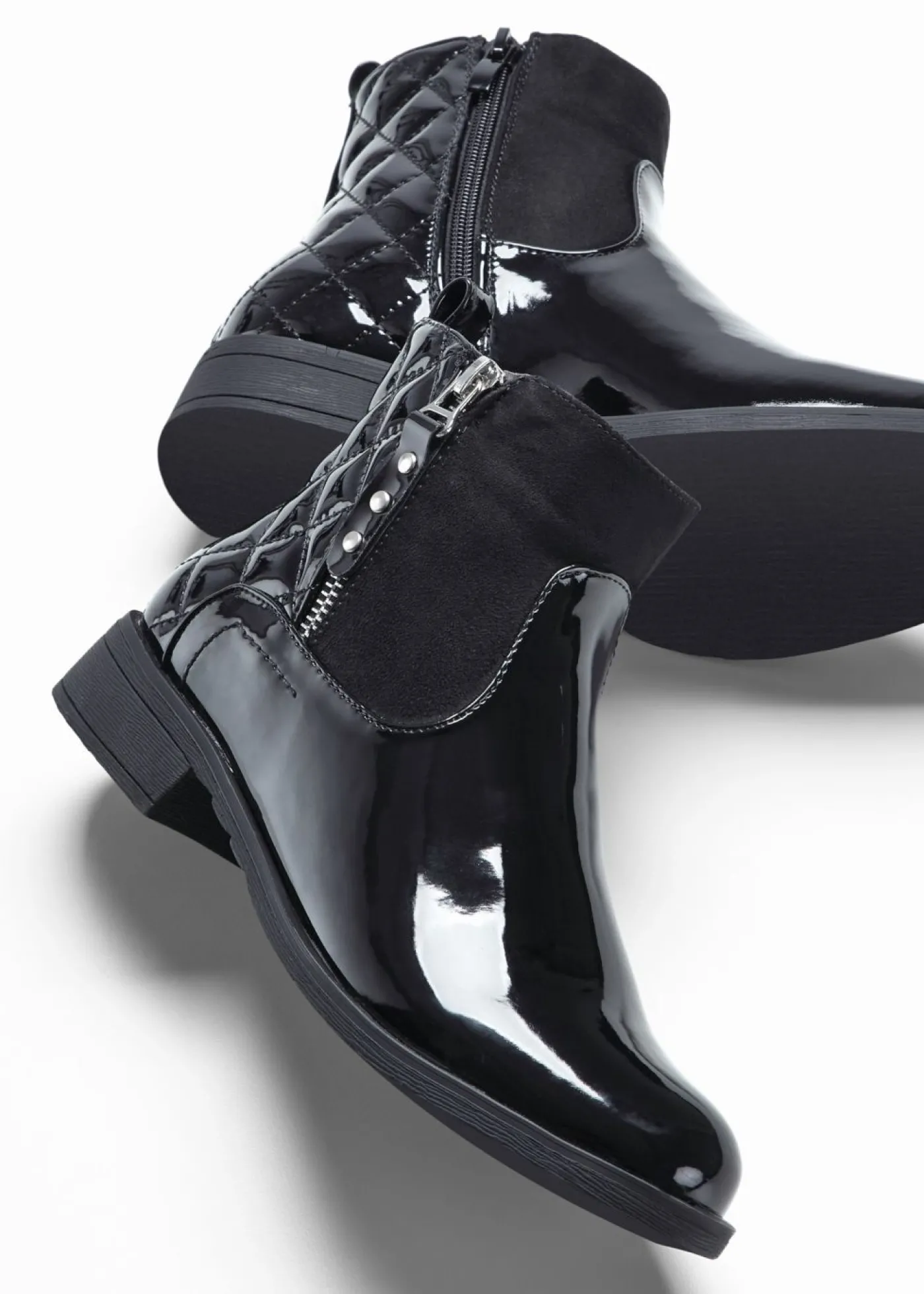 bonprix bonprix Botines con aspecto de charol Negro