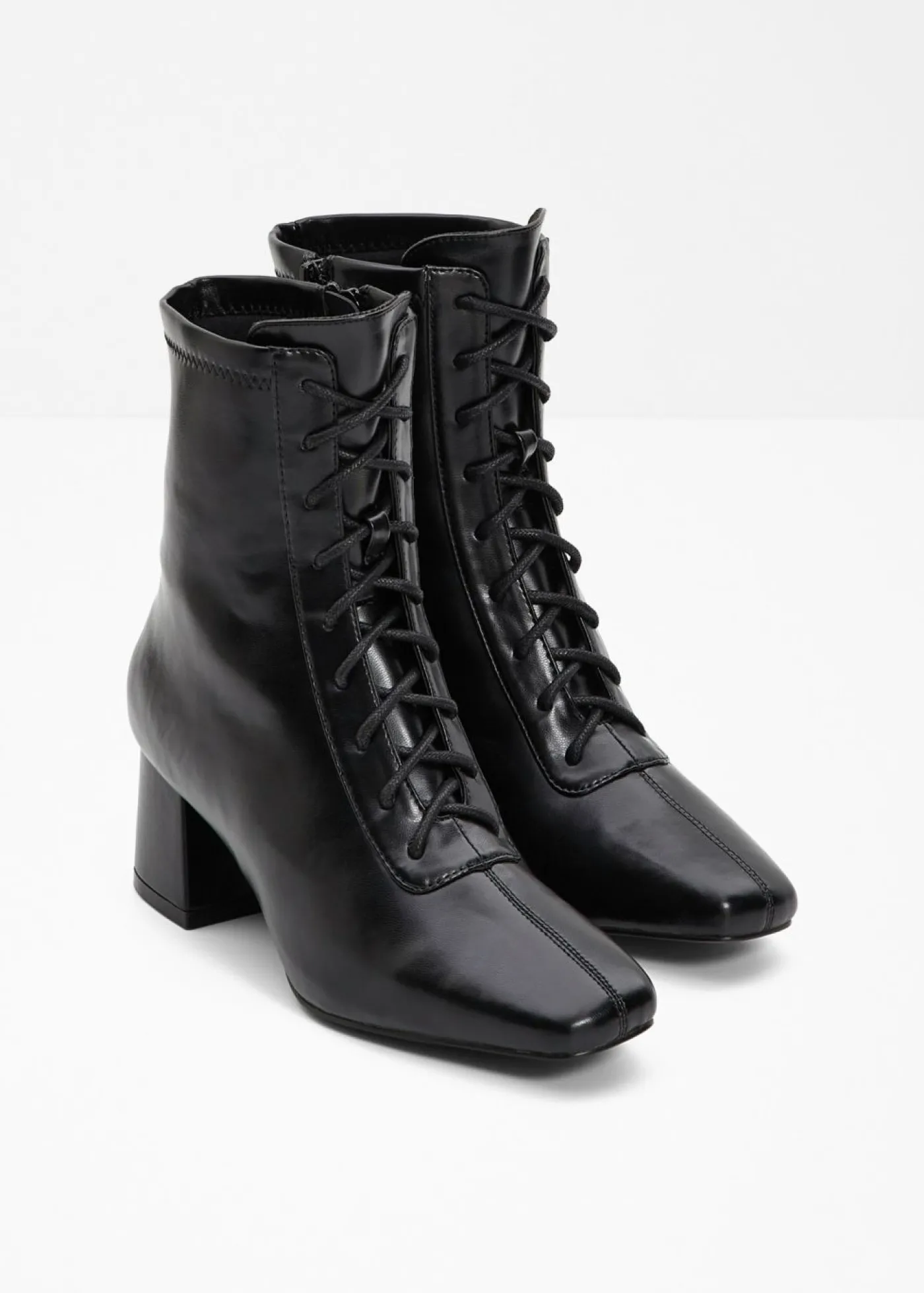 bonprix bonprix Botines con cordones y tacón ancho Negro Best