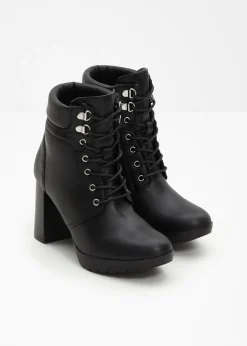 bonprix bonprix Botines con cordones y tacón alto Negro Discount