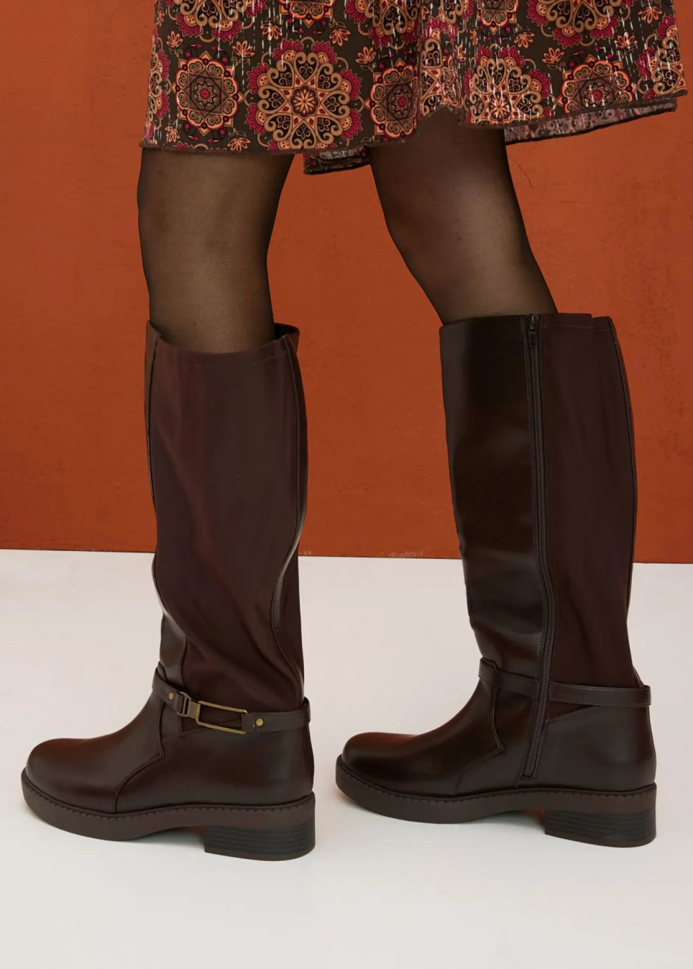 bonprix bonprix Botines de caña ancha Marrón oscuro Clearance