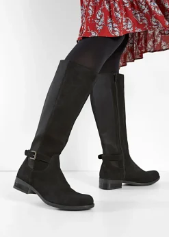 bonprix bonprix Botines de caña ancha de cuero Negro Best