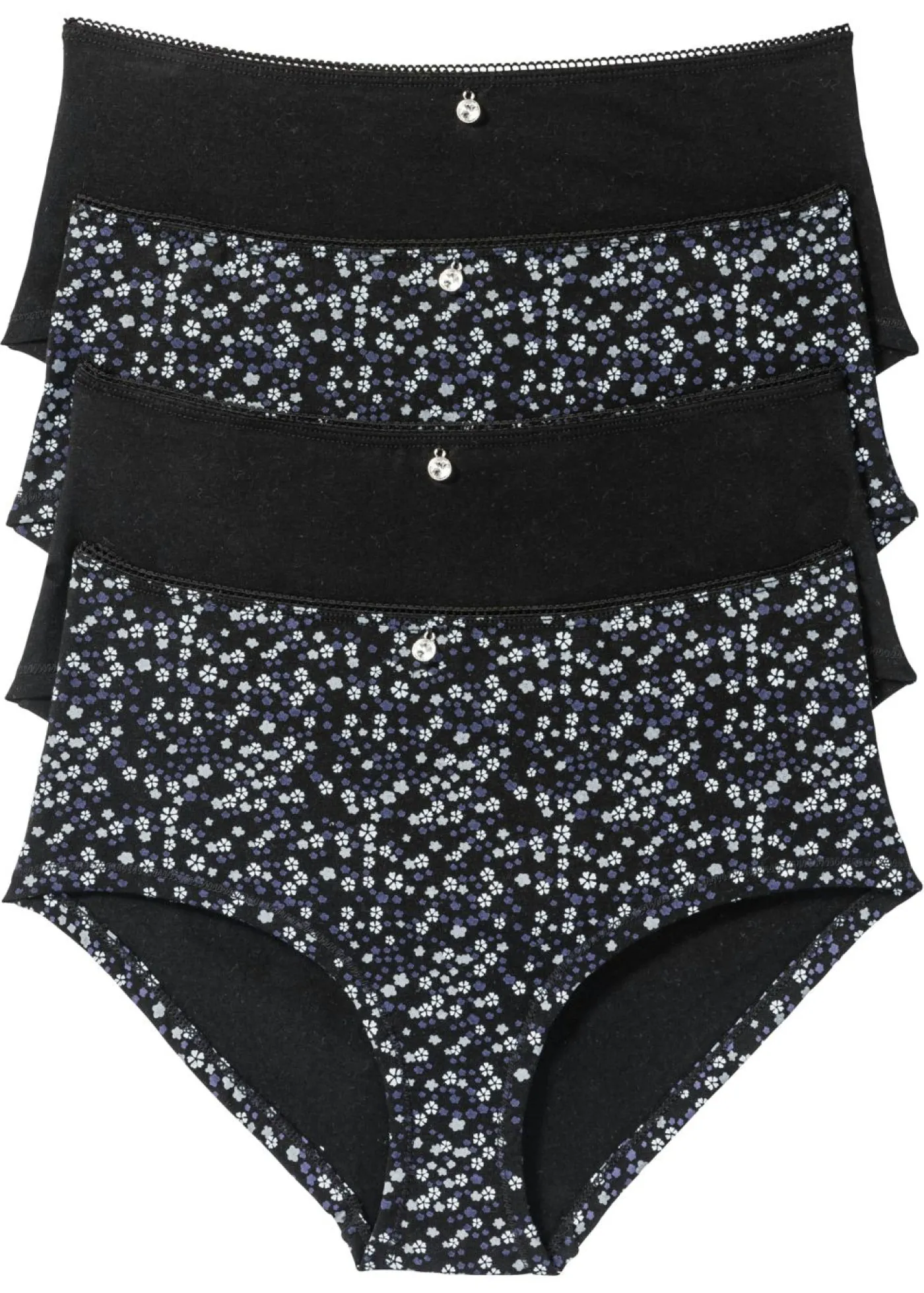 bonprix bonprix Braga (4 unidades) Negro-negro estampado Outlet