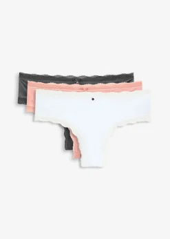 bonprix bonprix Braga brasileña con efecto brillante (3 unidades) pizarra+rosa vintage+blanco Sale