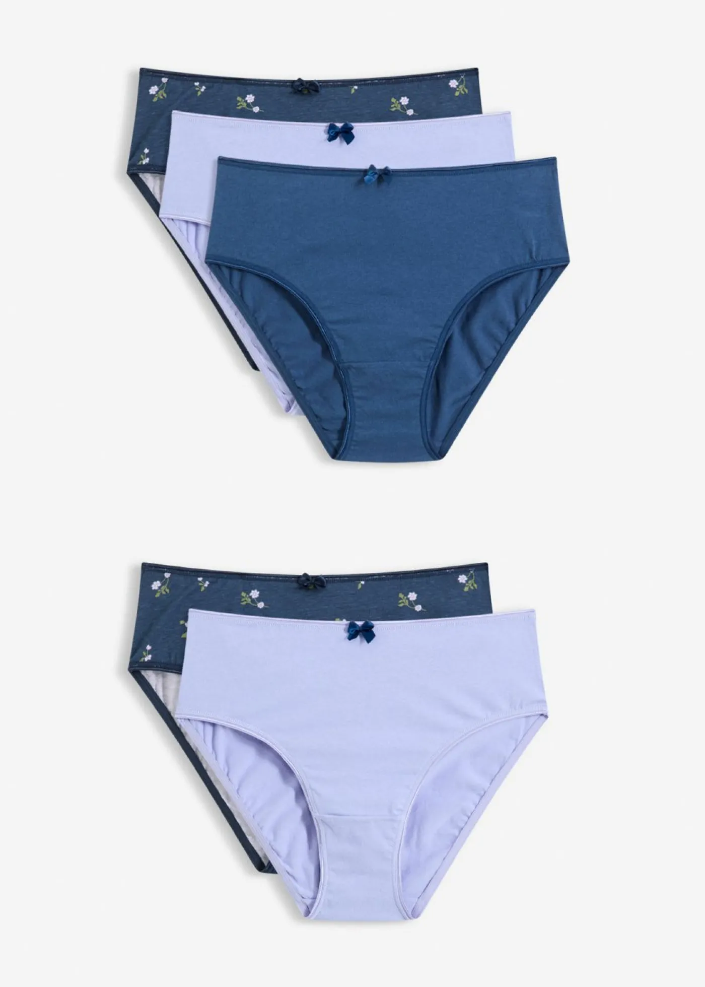 bonprix bonprix Braga con algodón cómodo (5 unidades) azul almirante-lavanda claro-verde lodo-blanco con flores Clearance
