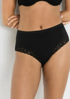 bonprix bonprix Braga con algodón orgánico y encaje (4 unidades) Negro Sale
