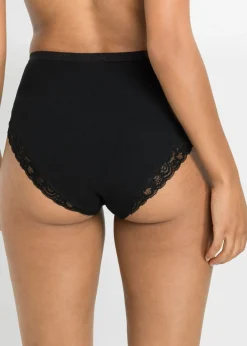 bonprix bonprix Braga con algodón orgánico y encaje (4 unidades) Negro Sale